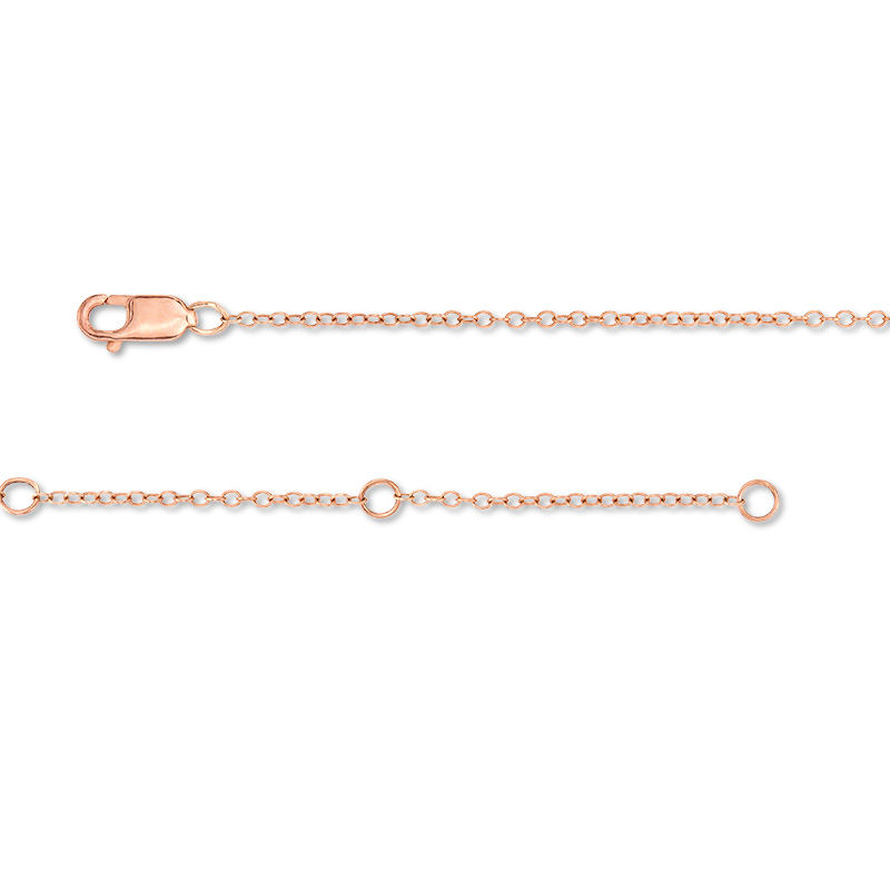 Main Image 3 of 1/20 CT. T.W. Diamond Heart Dangle Anklet in 10K Rose Gold - 10"