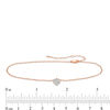 Thumbnail Image 4 of 1/20 CT. T.W. Diamond Heart Dangle Anklet in 10K Rose Gold - 10"
