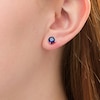 5.0mm Cushion-Cut Lab-Created Blue Sapphire Solitaire Stud Earrings in Sterling Silver