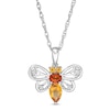 Thumbnail Image 0 of Multi-Shaped Madeira Citrine, Citrine and White Lab-Created Sapphire Honey Bee Pendant in Sterling Silver