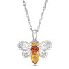 Thumbnail Image 1 of Multi-Shaped Madeira Citrine, Citrine and White Lab-Created Sapphire Honey Bee Pendant in Sterling Silver