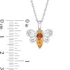 Thumbnail Image 3 of Multi-Shaped Madeira Citrine, Citrine and White Lab-Created Sapphire Honey Bee Pendant in Sterling Silver