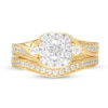 Thumbnail Image 4 of 1 CT. T.W. Diamond Cushion Frame Vintage-Style Bridal Set in 10K Gold