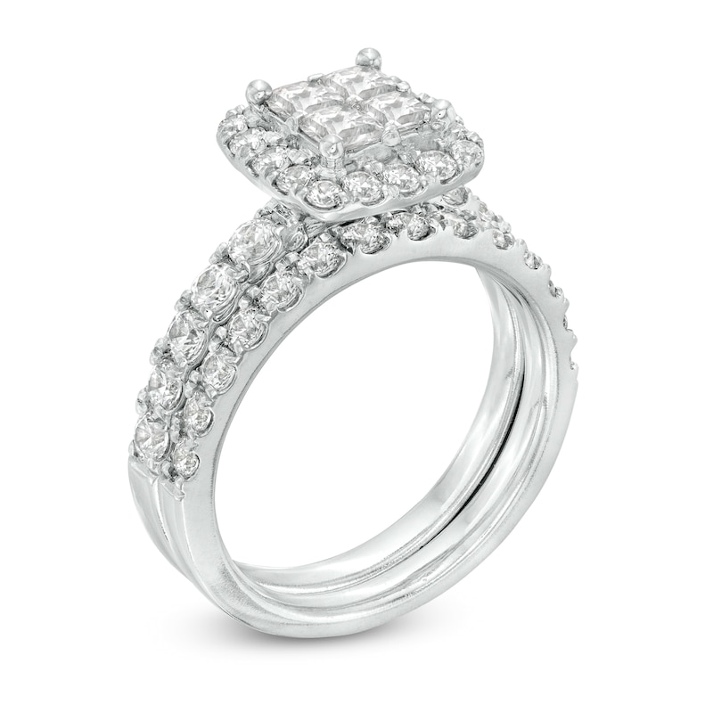 Main Image 2 of 2 CT. T.W. Quad Princess-Cut Diamond Frame Bridal Set in 14K White Gold