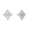 Enchanted Disney Jasmine Blue Topaz and 1/15 CT. T.W. Diamond Arabesque Stud Earrings in Sterling Silver and 10K Gold