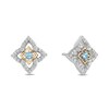 Thumbnail Image 0 of Enchanted Disney Jasmine Blue Topaz and 1/15 CT. T.W. Diamond Arabesque Stud Earrings in Sterling Silver and 10K Gold