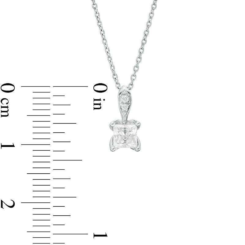 Main Image 3 of Love's Destiny by Zales 5/8 CT. T.W. Certified Princess-Cut Diamond Pendant in 14K White Gold (I/I2)