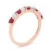Thumbnail Image 1 of Alternating Ruby and 1/20 CT. T.W. Diamond Band in 10K Rose Gold