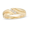 Thumbnail Image 1 of Men's 1/10 CT. T.W. Diamond Three Stone Slant Wedding Band in 10K Gold