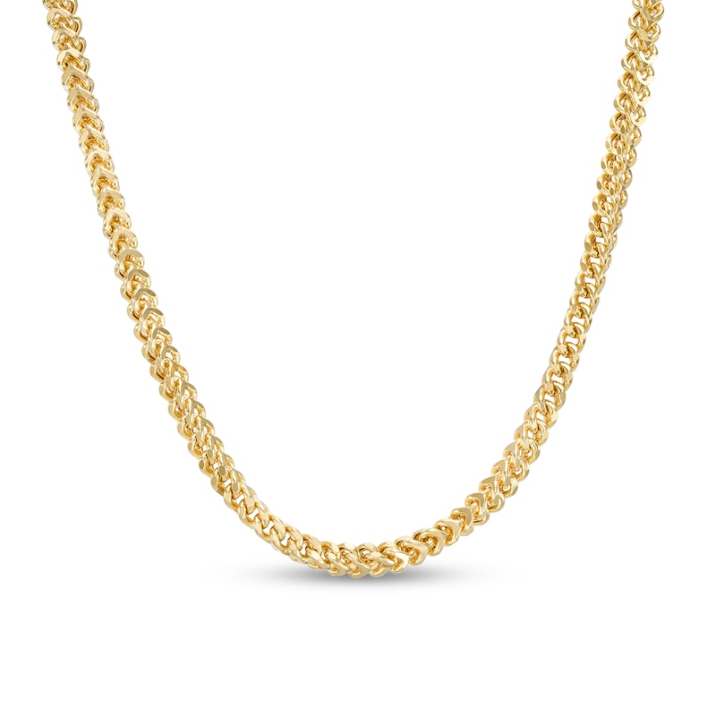 Main Image 1 of Made in Italy Men's 4.3mm Diamond-Cut Franco Chain Necklace in Hollow 14K Gold - 24"