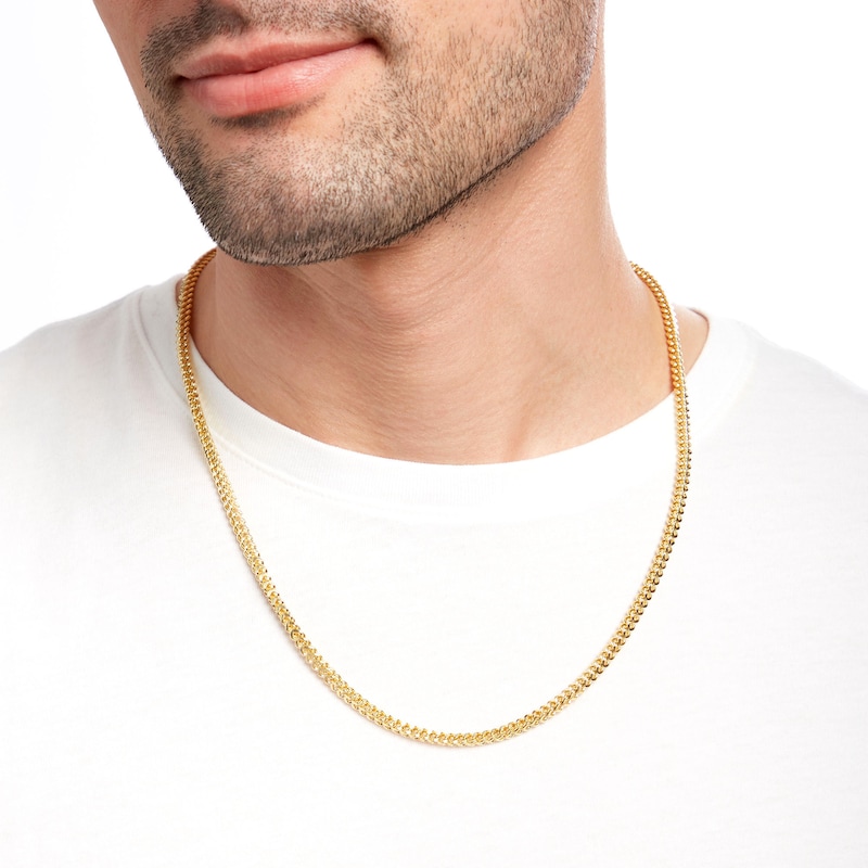 Main Image 2 of Made in Italy Men's 4.3mm Diamond-Cut Franco Chain Necklace in Hollow 14K Gold - 24"