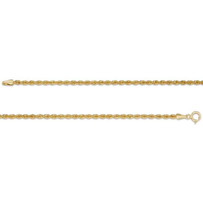 2.0mm Diamond-Cut Rope Chain Anklet in Hollow 10K Gold - 10"