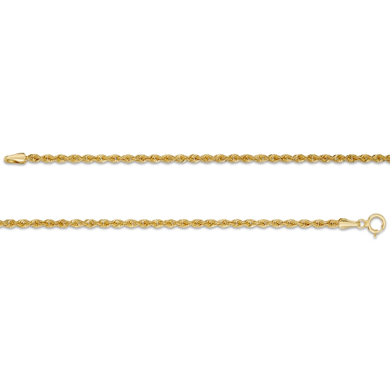 Main Image 2 of 2.0mm Diamond-Cut Rope Chain Anklet in Hollow 10K Gold - 10"
