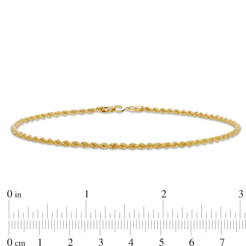 2.0mm Diamond-Cut Rope Chain Anklet in Hollow 10K Gold - 10"