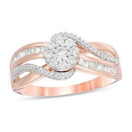 1/3 CT. T.W. Composite Diamond Bypass Split Shank Ring in 10K Rose Gold