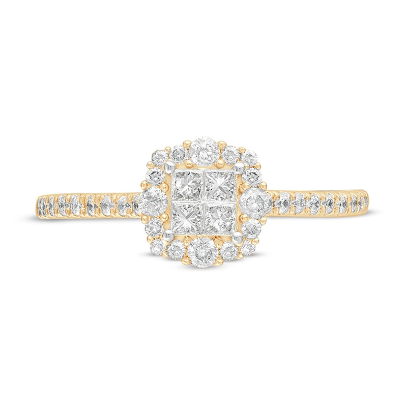 3/8 CT. T.W. Princess-Cut Quad Diamond Frame Engagement Ring in 10K Gold