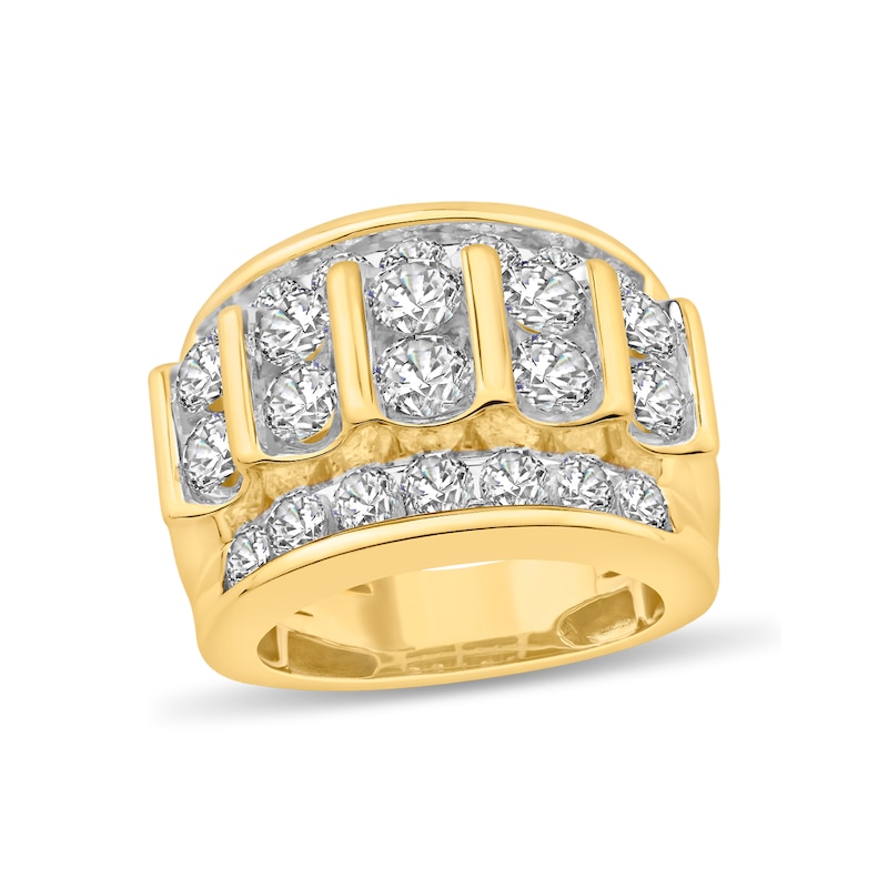 Main Image 1 of Men's 4.94 CT. T.W. Diamond Multi-Row Column Ring in 10K Gold