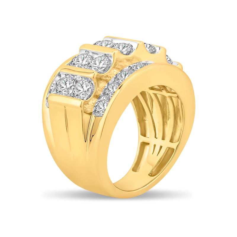 Main Image 2 of Men's 4.94 CT. T.W. Diamond Multi-Row Column Ring in 10K Gold