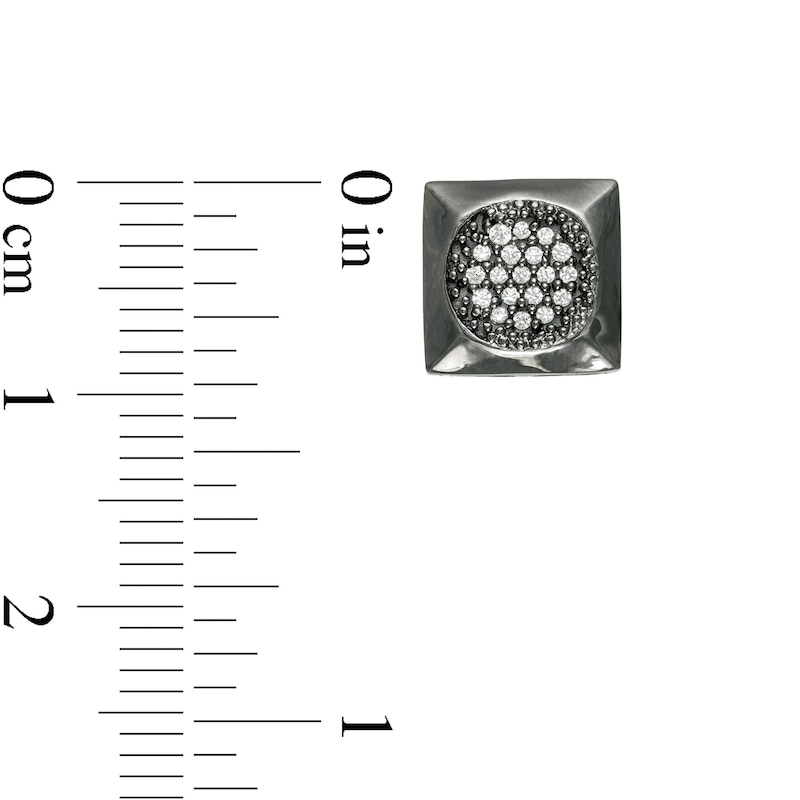 Main Image 3 of Men's 1/8 CT. T.W. Composite Diamond Square Stud Earrings in Sterling Silver with Black Rhodium
