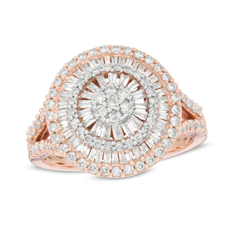 1 CT. T.W. Composite Diamond Layered Frame Ring in 10K Rose Gold