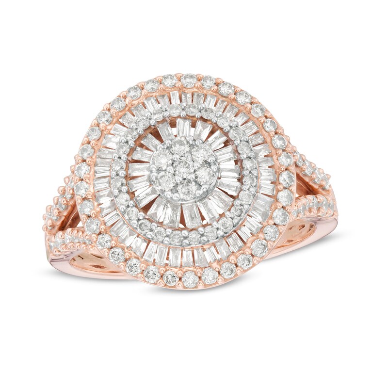 1 CT. T.W. Composite Diamond Layered Frame Ring in 10K Rose Gold