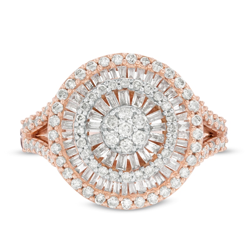 1 CT. T.W. Composite Diamond Layered Frame Ring in 10K Rose Gold