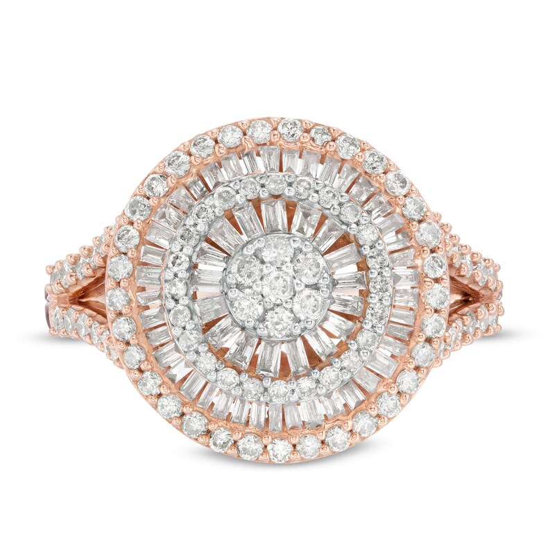 1 CT. T.W. Composite Diamond Layered Frame Ring in 10K Rose Gold