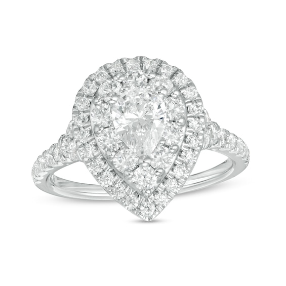 Love's Destiny By Zales 1 3/4 Ct. T.w. Certified Pear Shaped Diamond Frame Engagement Ring In 14k White Gold (i/si2)