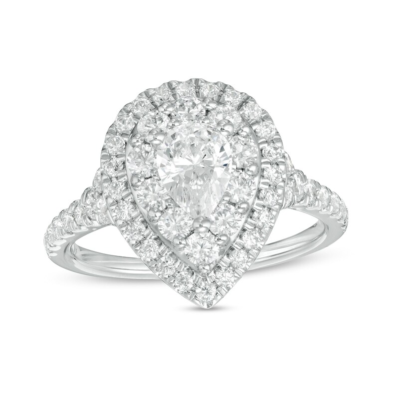 Main Image 1 of Love's Destiny by Zales 1-3/4 CT. T.W. Certified Pear-Shaped Diamond Frame Engagement Ring in 14K White Gold (I/SI2)