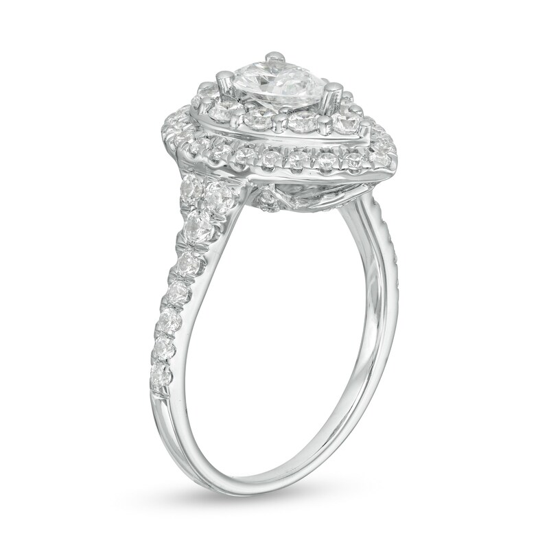 Main Image 3 of Love's Destiny by Zales 1-3/4 CT. T.W. Certified Pear-Shaped Diamond Frame Engagement Ring in 14K White Gold (I/SI2)