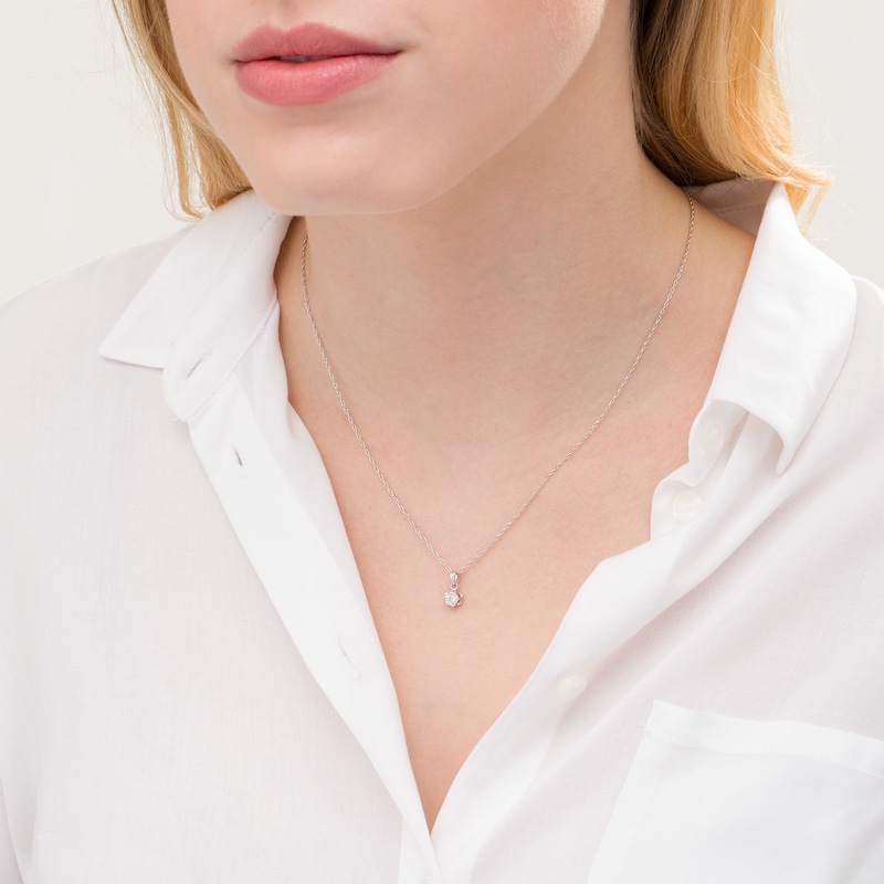 Main Image 2 of 1/15 CT. Diamond Solitaire Flower Pendant in Sterling Silver (J/I3)