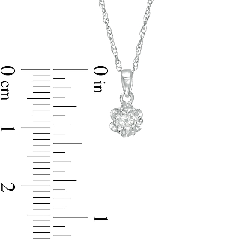 Main Image 3 of 1/15 CT. Diamond Solitaire Flower Pendant in Sterling Silver (J/I3)