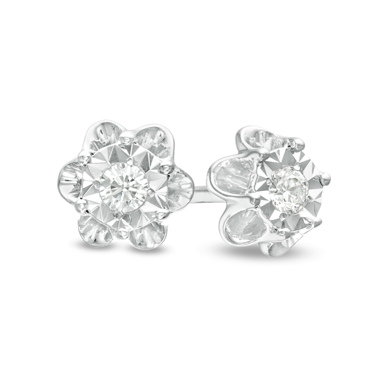 Main Image 1 of 1/15 CT. T.W. Diamond Flower Stud Earrings in Sterling Silver (J/I3)