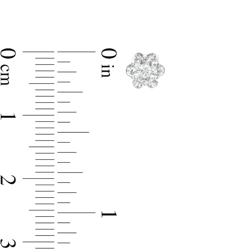 Main Image 3 of 1/15 CT. T.W. Diamond Flower Stud Earrings in Sterling Silver (J/I3)