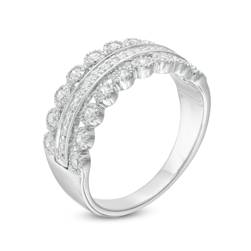 Main Image 3 of 3/8 CT. T.W. Diamond Multi-Row Art Deco Band in 10K White Gold