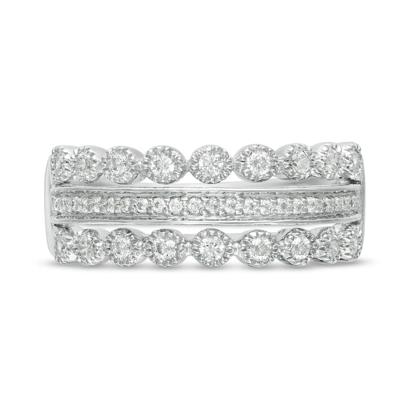 Main Image 4 of 3/8 CT. T.W. Diamond Multi-Row Art Deco Band in 10K White Gold