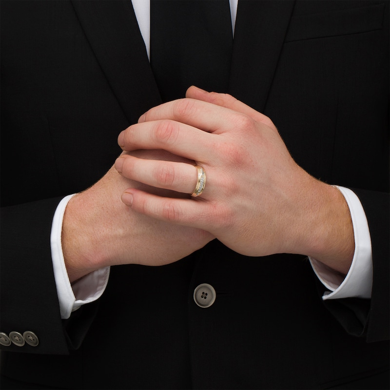 Main Image 2 of Ladies' and Men's 1/3 CT. T.W. Diamond Bridal and Wedding Band Set in 10K Two-Tone Gold - Size 7 and 10