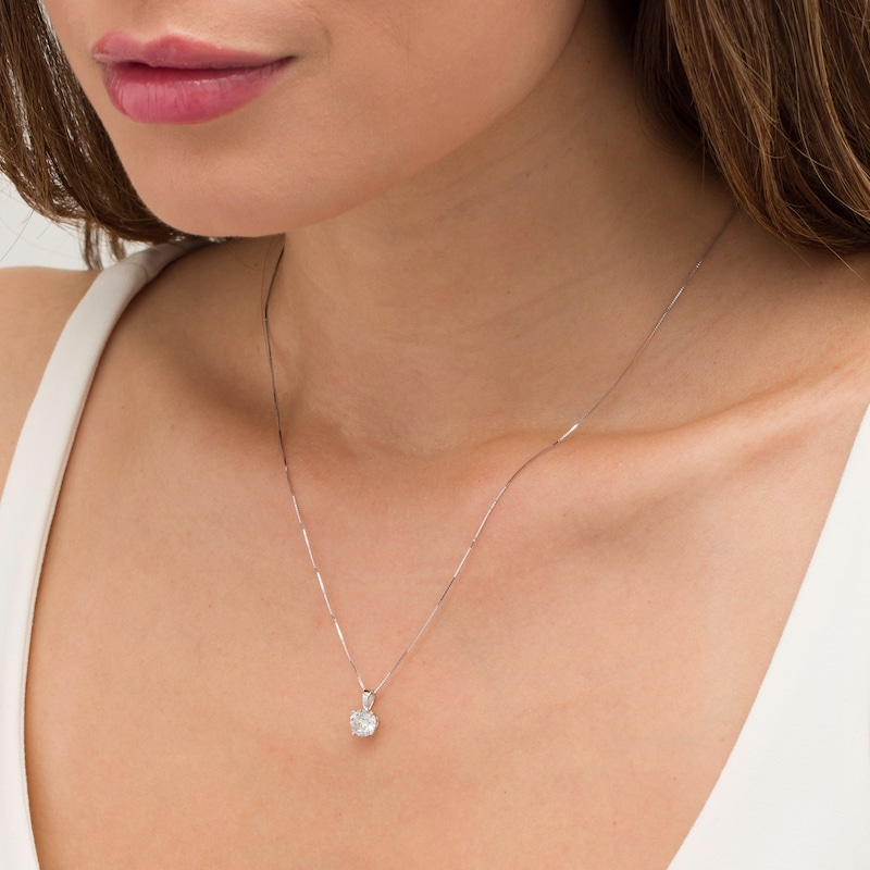 Main Image 2 of 1 CT. Diamond Solitaire Pendant in 14K White Gold (J/I3)