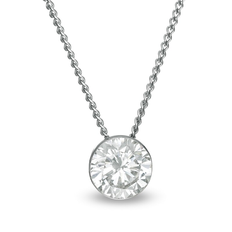 Main Image 1 of 3/8 CT. Diamond Solitaire Pendant in 14K White Gold