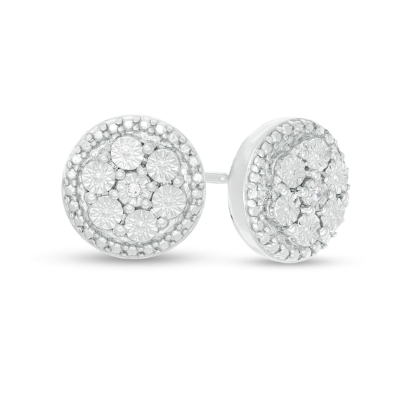 Composite Diamond Accent Bead Frame Stud Earrings in Sterling Silver Composite Diamond Accent Bead Frame Stud Earrings in Sterling Silver