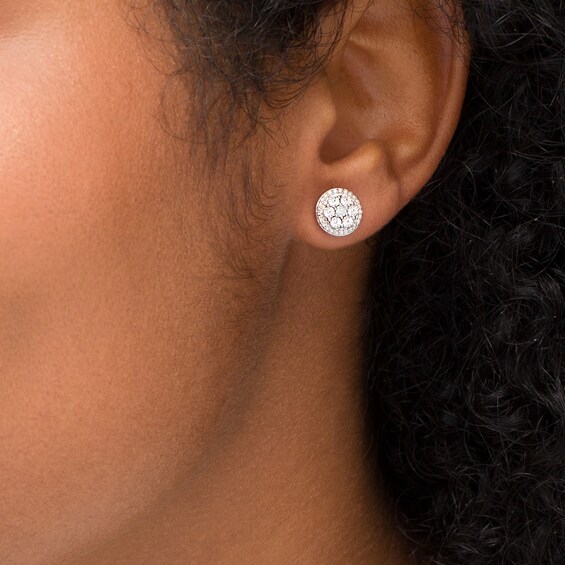Composite Diamond Accent Bead Frame Stud Earrings in Sterling Silver Composite Diamond Accent Bead Frame Stud Earrings in Sterling Silver