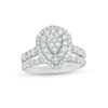 Thumbnail Image 0 of 1-1/2 CT. T.W. Composite Pear Diamond Scallop Frame Bridal Set in 10K White Gold