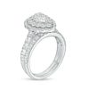 Thumbnail Image 2 of 1-1/2 CT. T.W. Composite Pear Diamond Scallop Frame Bridal Set in 10K White Gold