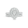 Thumbnail Image 3 of 1-1/2 CT. T.W. Composite Pear Diamond Scallop Frame Bridal Set in 10K White Gold