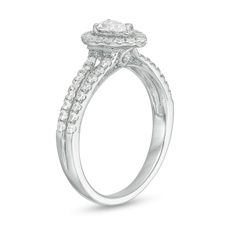 Main Image 3 of 3/4 CT. T.W. Pear-Shaped Diamond Frame Vintage-Style Engagement Ring in 10K White Gold
