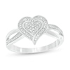 Thumbnail Image 0 of Diamond Accent Beaded Heart Split Shank Ring in Sterling Silver