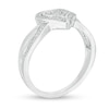 Thumbnail Image 3 of Diamond Accent Beaded Heart Split Shank Ring in Sterling Silver