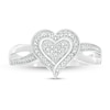 Thumbnail Image 3 of Diamond Accent Beaded Heart Split Shank Ring in Sterling Silver