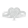 Thumbnail Image 4 of Diamond Accent Beaded Heart Split Shank Ring in Sterling Silver