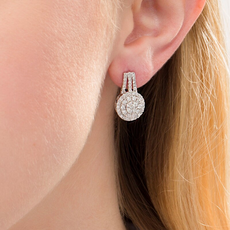 1-1/2 CT. T.W. Composite Diamond Double Frame Drop Earrings in 10K White Gold